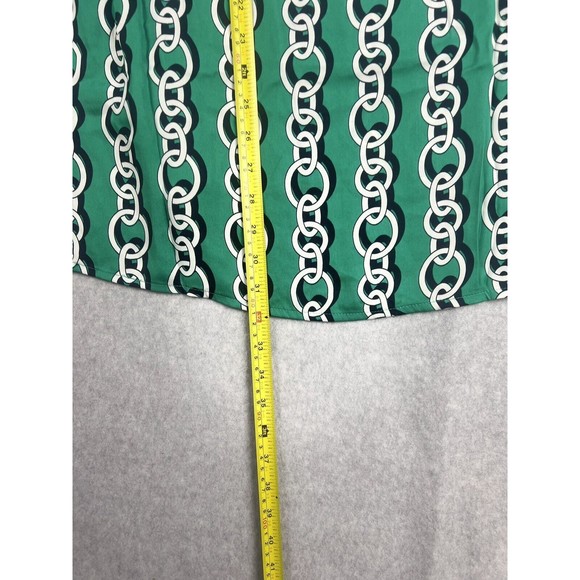 IMAN Tunic Jade GLOBAL CHIC V Neck Chain Link Flowy Blouse Corpcore Twee Office - Picture 9 of 16